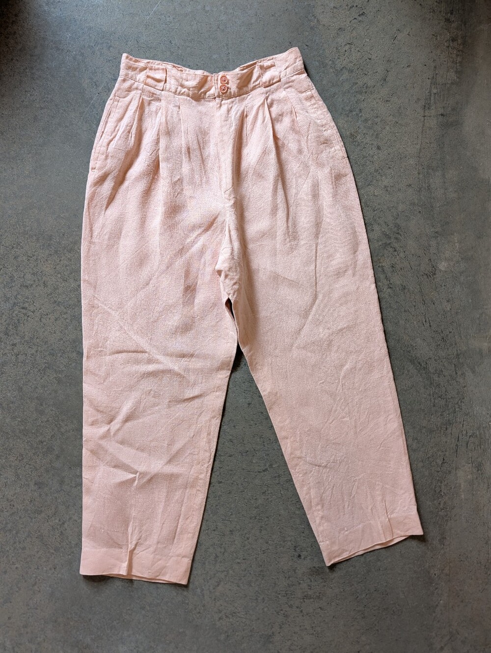LINEN Georgio St Angelo trousers Vintage Fully Lined Pleated Barrel Peach
